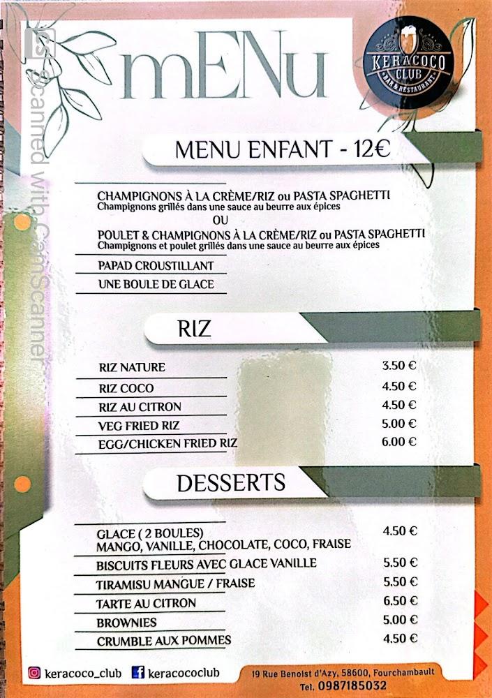 KERACOCO CLUB - Menu Image 1